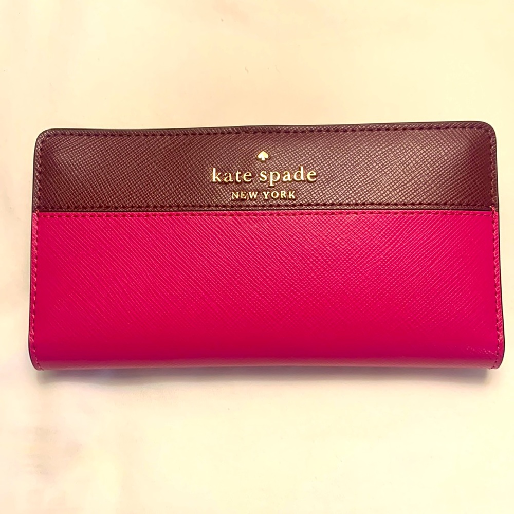 NWT Kate Spade large slim bifold wallet - multi pink